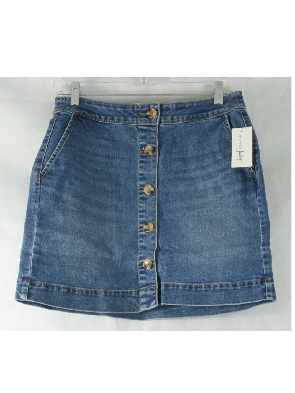Maison Jules Women's Button-Front Denim Jean Skirt, Merci Blue Wash, Size 2